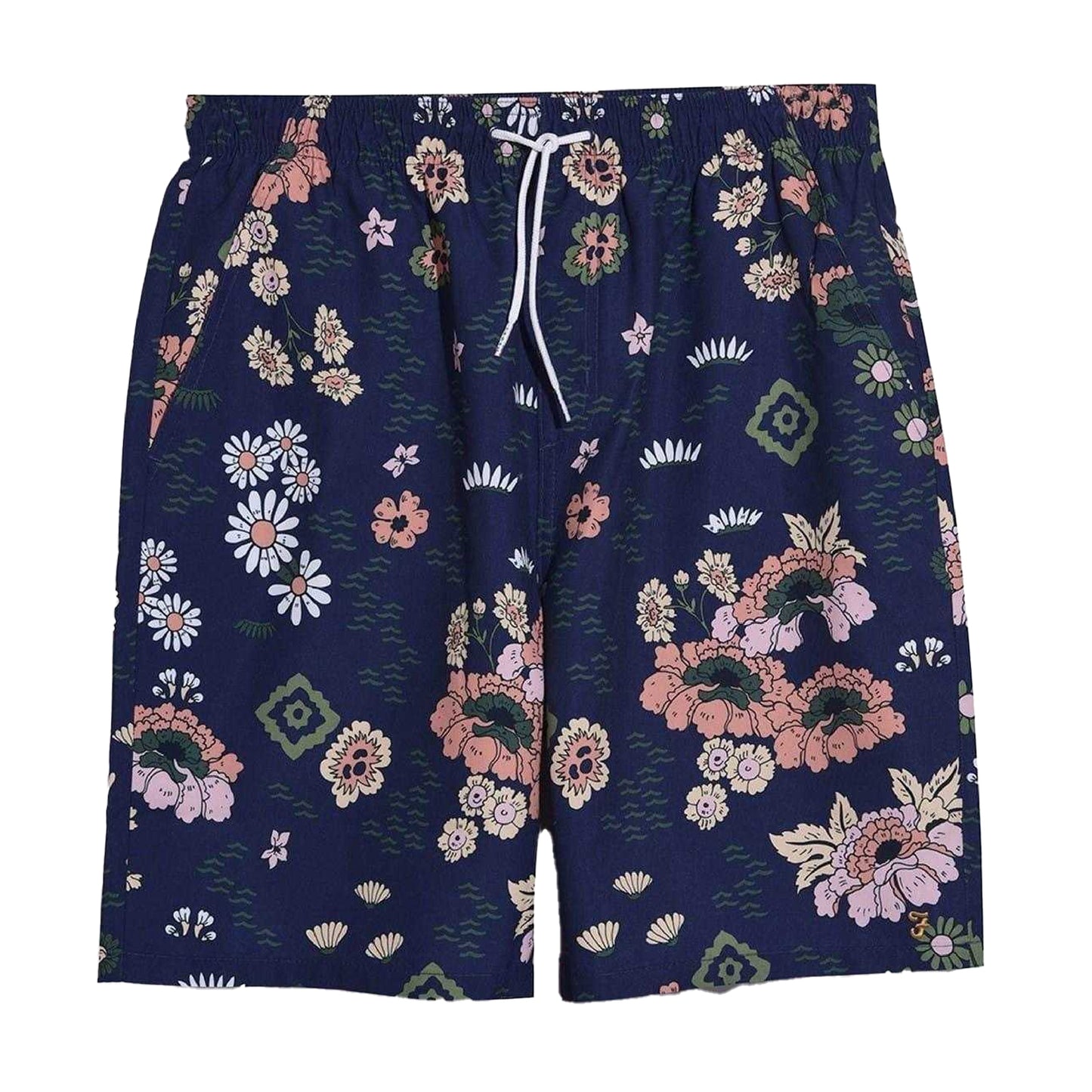 Indigo Print - Front - Farah Mens Colbert Floral Swim Shorts