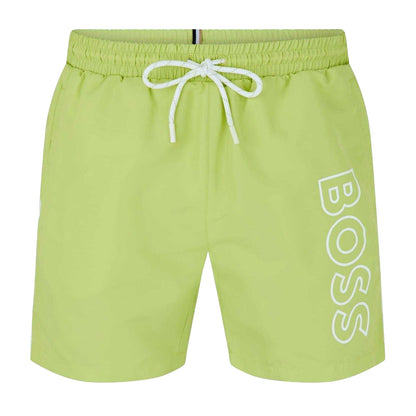 Lime Green-White - Front - Boss Mens Starfish Swim Shorts