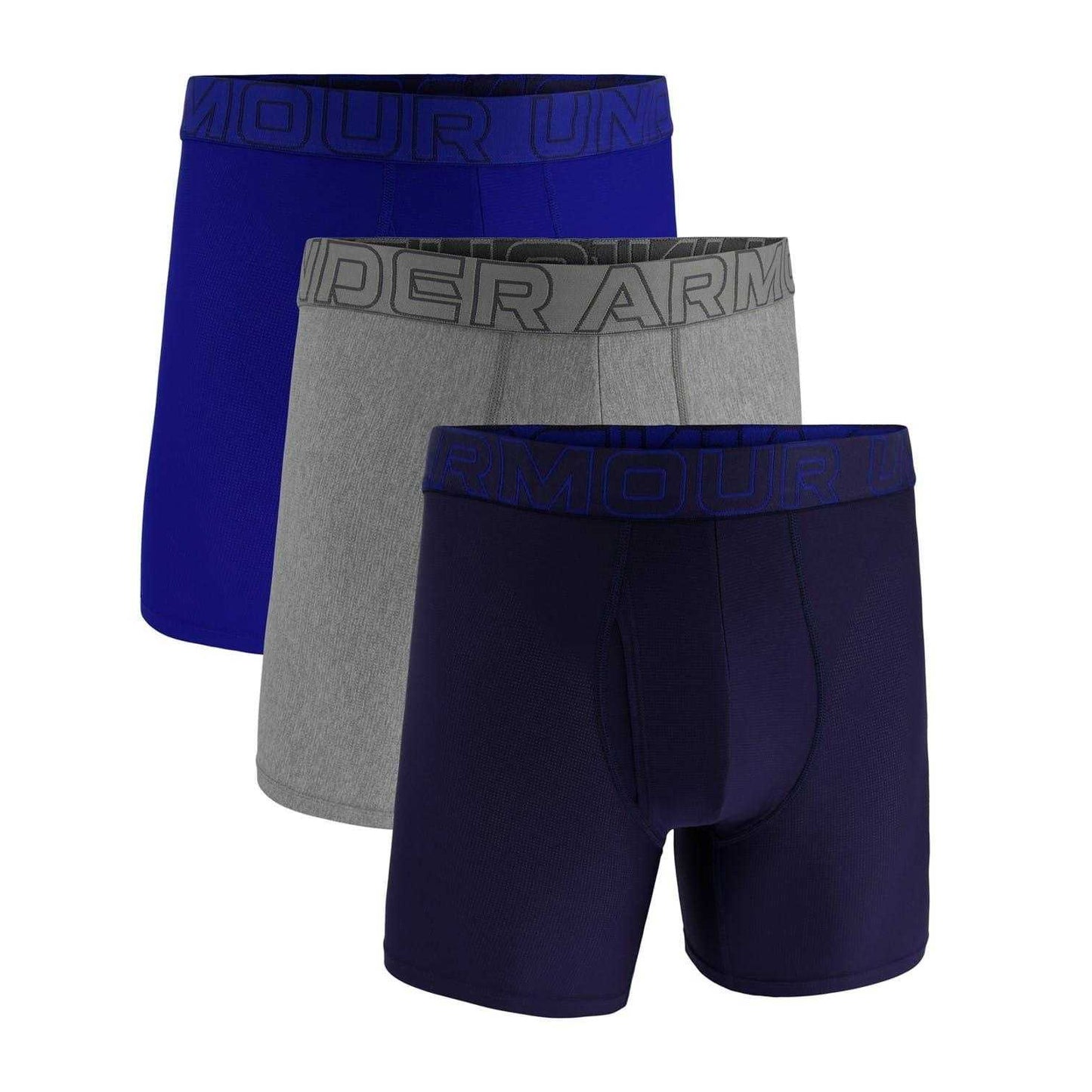 Royal Blue-Steel-Navy - Front - Under Armour Mens Performance Boxer Shorts (Pack of 3)