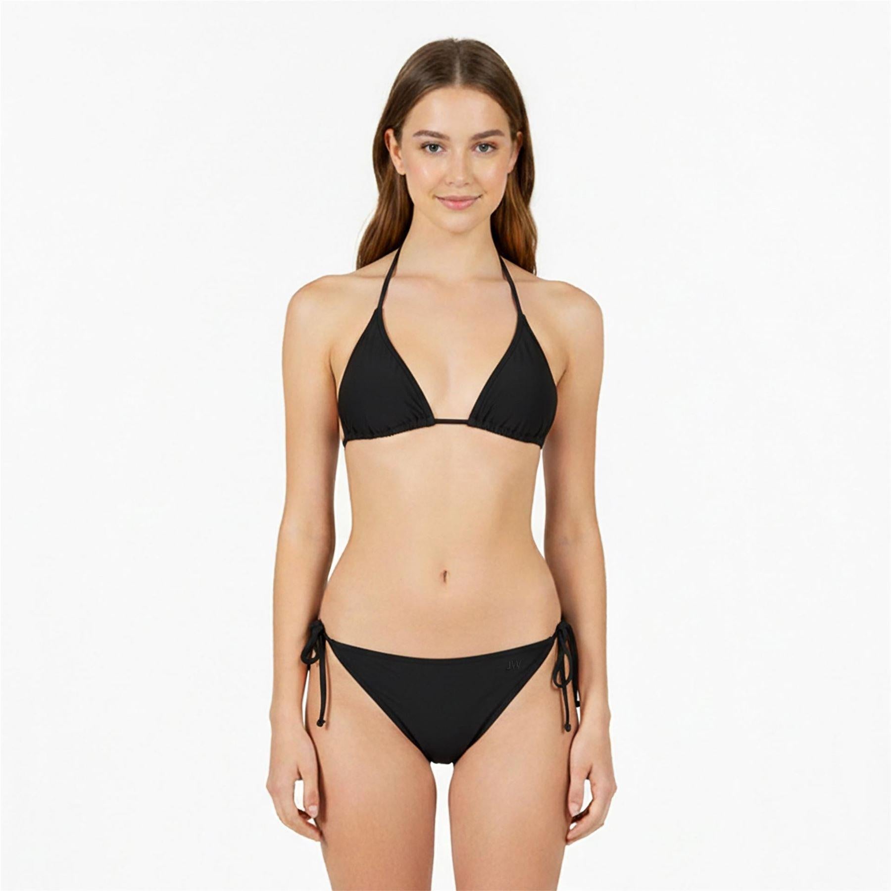 Black - Side - Jack Wills Womens-Ladies Plain Bikini Bottoms