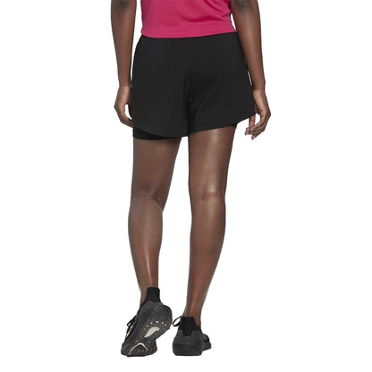 Black-White - Back - Adidas Womens-Ladies 2 in 1 Running Shorts