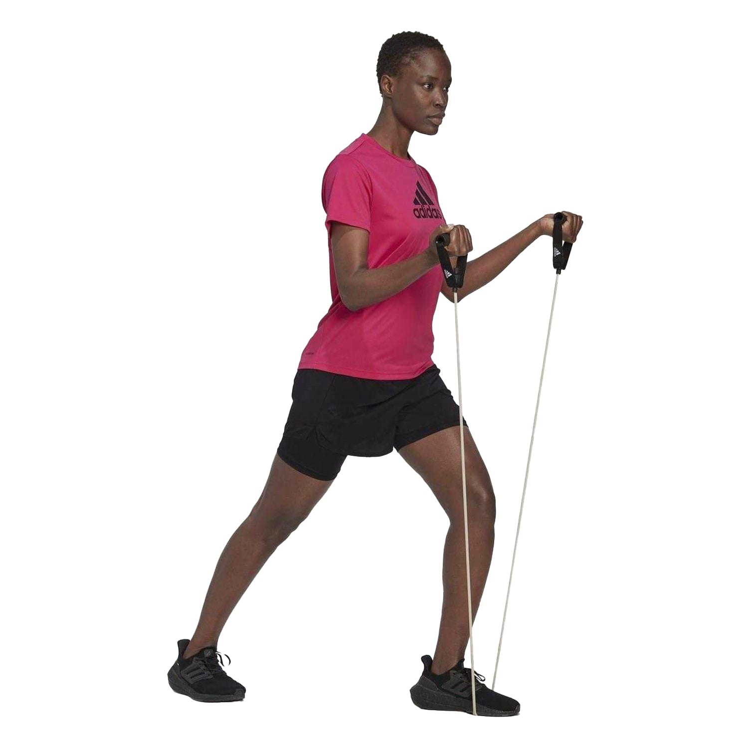 Black-White - Pack Shot - Adidas Womens-Ladies 2 in 1 Running Shorts