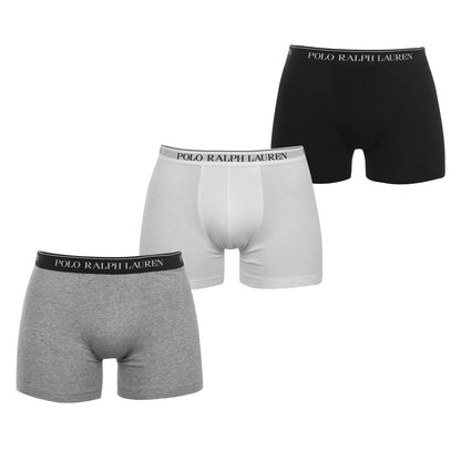 Black-White-Grey - Front - Ralph Lauren Mens Boxer Shorts (Pack of 3)