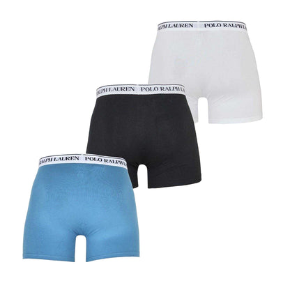 Blue-White-Black - Back - Ralph Lauren Mens Boxer Shorts (Pack of 3)