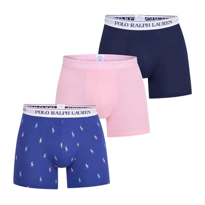 Navy Blue-Red-Black - Front - Ralph Lauren Mens Boxer Shorts (Pack of 3)