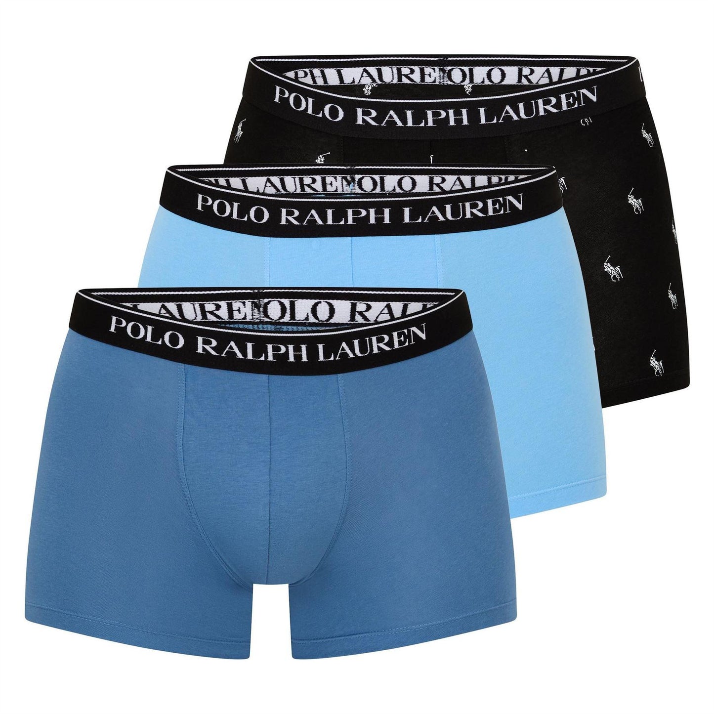 Blue-Dark Blue-Black - Front - Ralph Lauren Mens Boxer Shorts (Pack of 3)