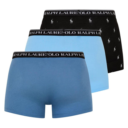 Blue-Dark Blue-Black - Back - Ralph Lauren Mens Boxer Shorts (Pack of 3)