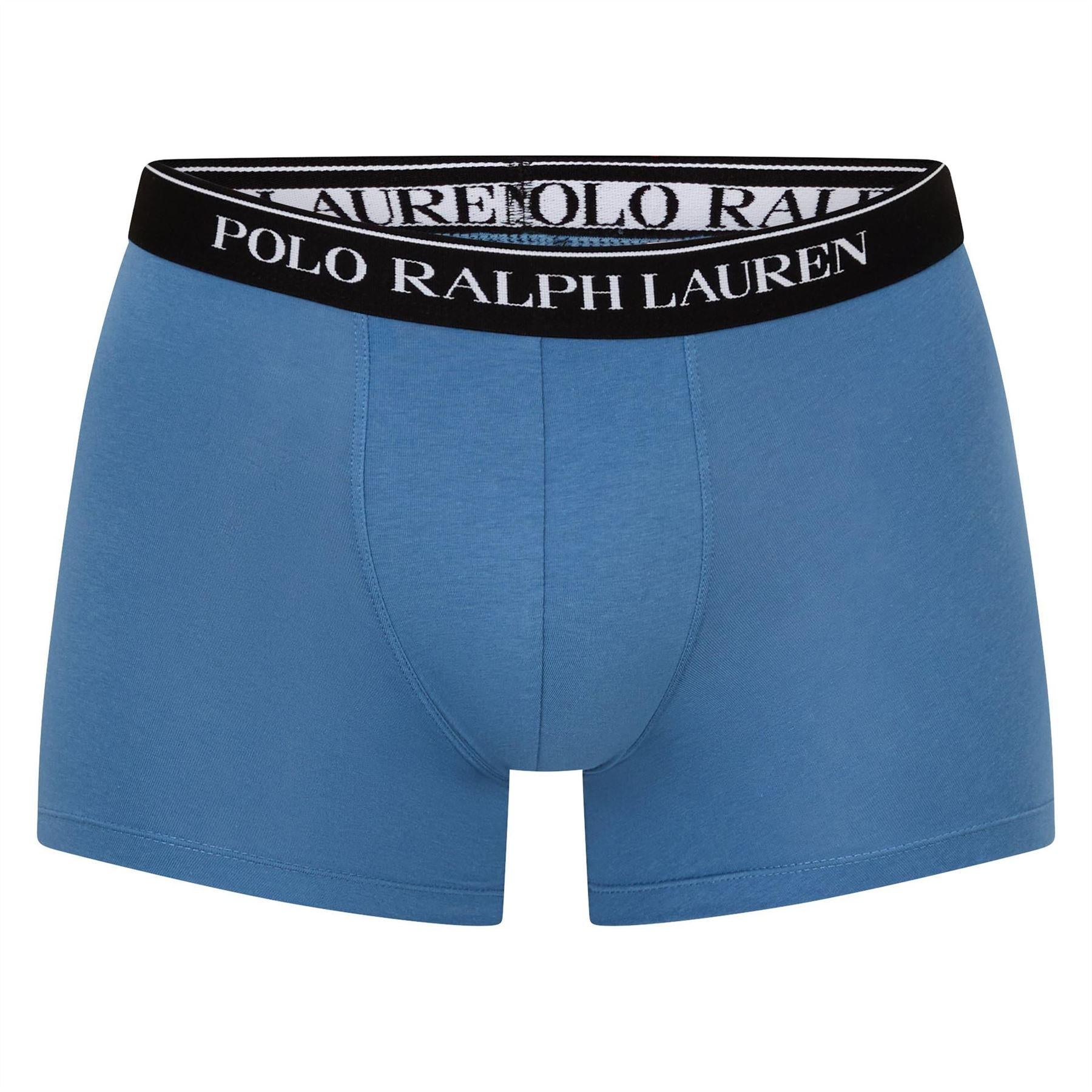 Blue-Dark Blue-Black - Side - Ralph Lauren Mens Boxer Shorts (Pack of 3)