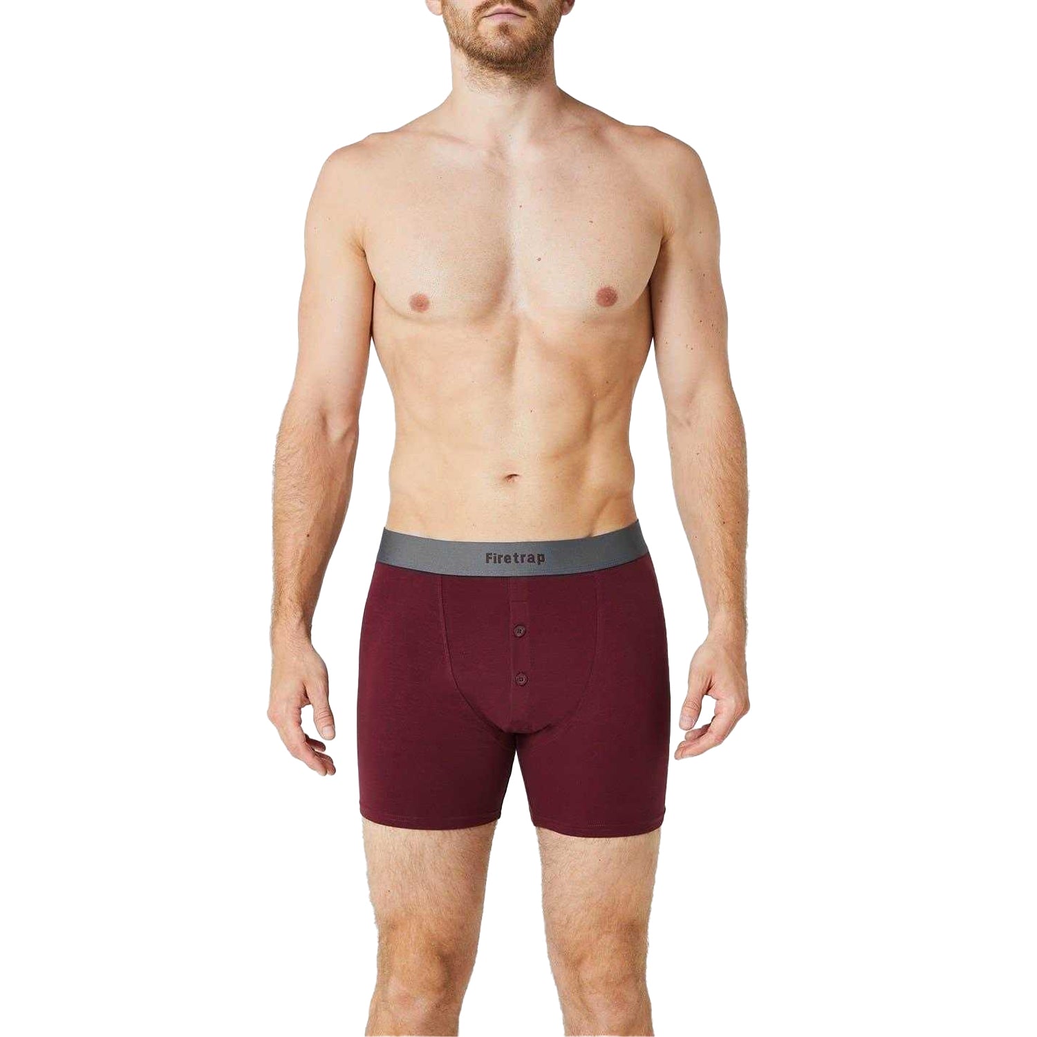 Grey-Wine - Side - Firetrap Mens Boxer Shorts (Pack of 2)