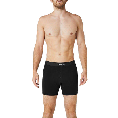 Black - Side - Firetrap Mens Boxer Shorts (Pack of 2)