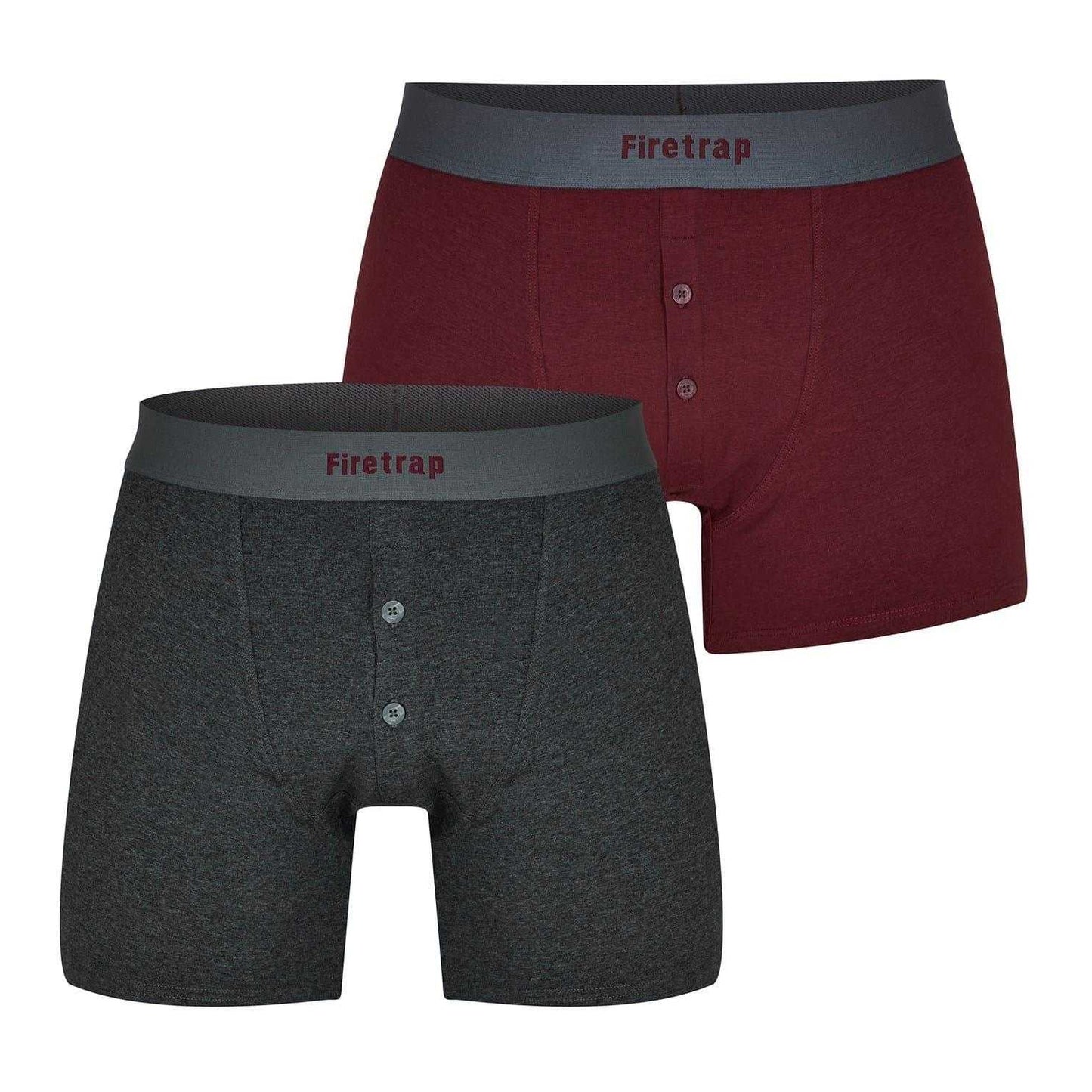 Grey-Wine - Front - Firetrap Mens Boxer Shorts (Pack of 2)