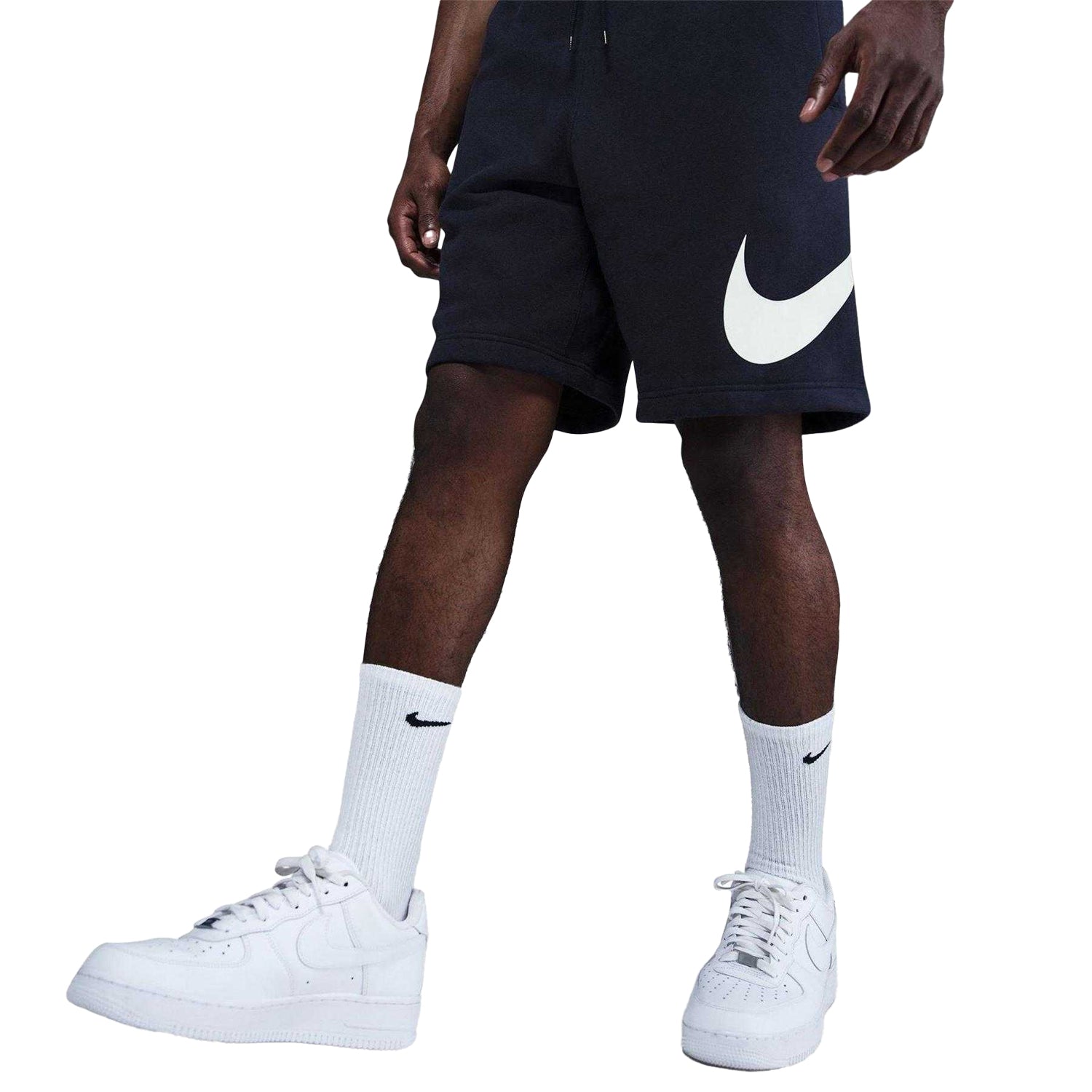 Navy - Front - Nike Mens Club Fleece Sweat Shorts