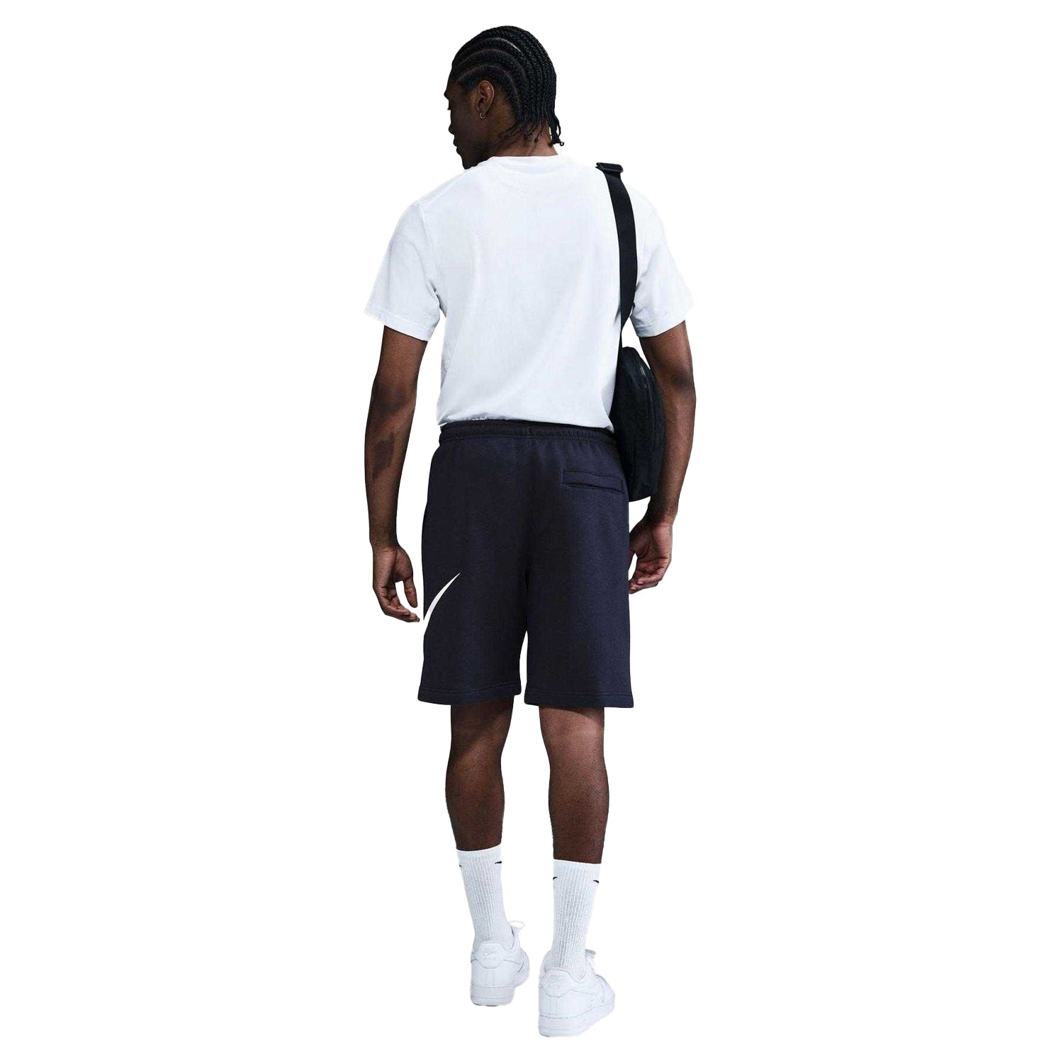 Navy - Back - Nike Mens Club Fleece Sweat Shorts