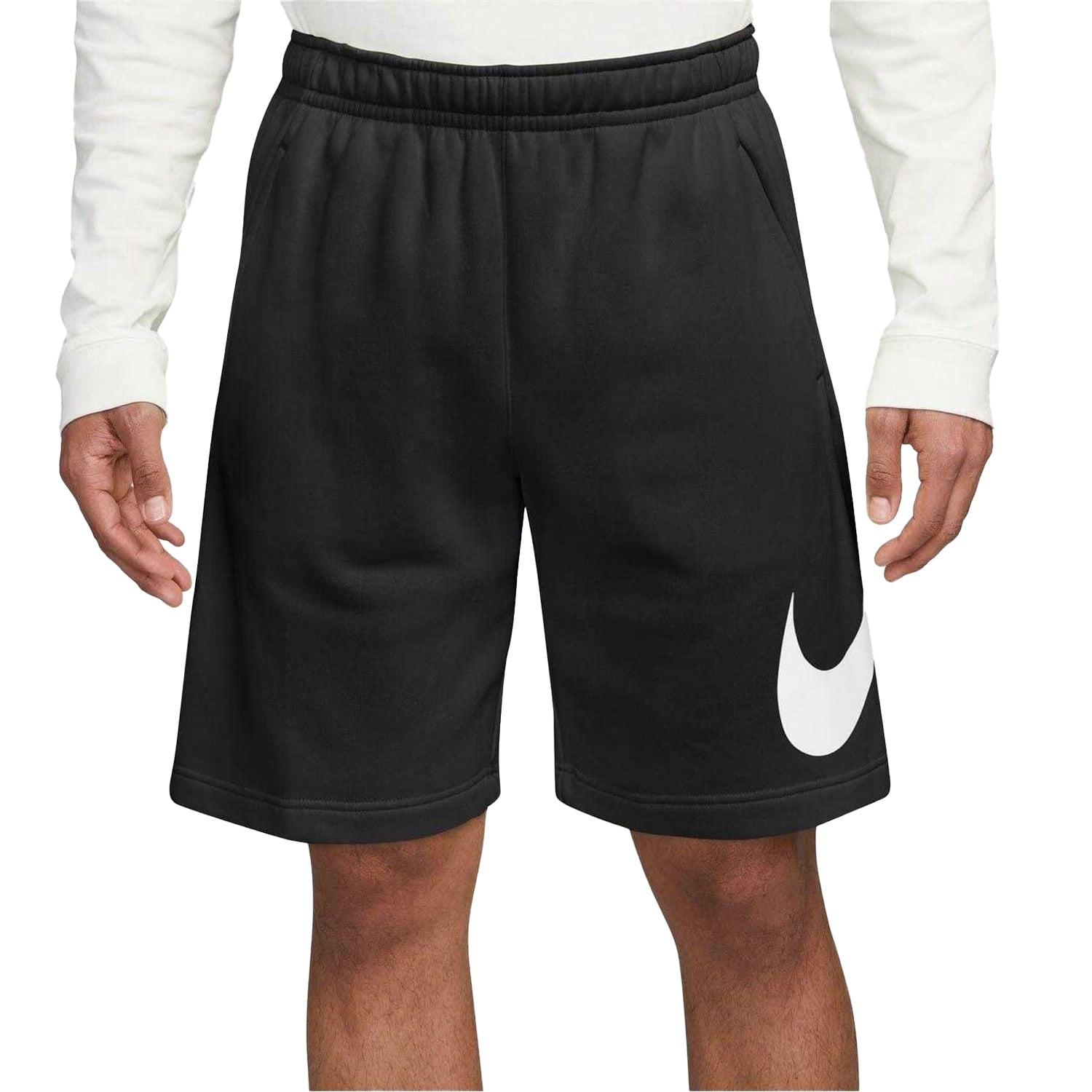 Black-White - Side - Nike Mens Club Fleece Sweat Shorts