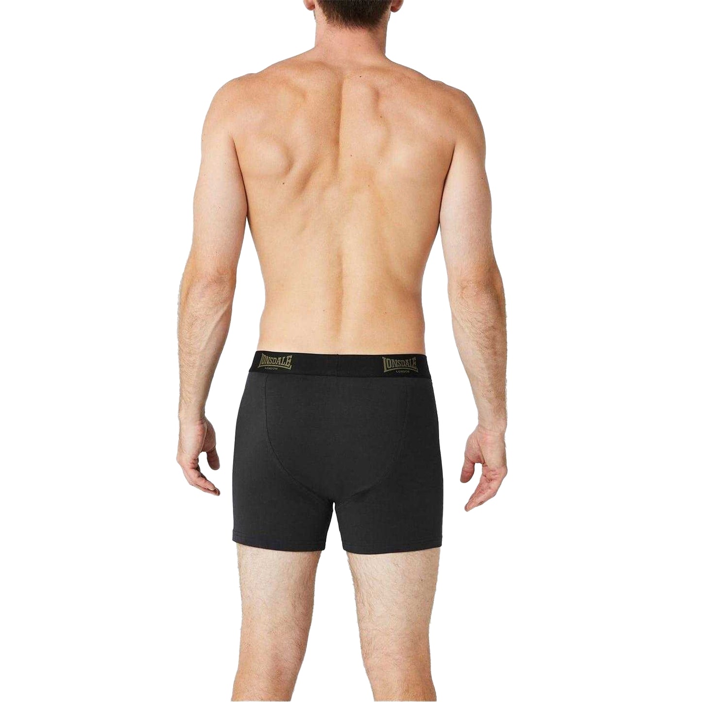 Black-Khaki - Pack Shot - Lonsdale Mens Boxer Shorts (Pack of 2)