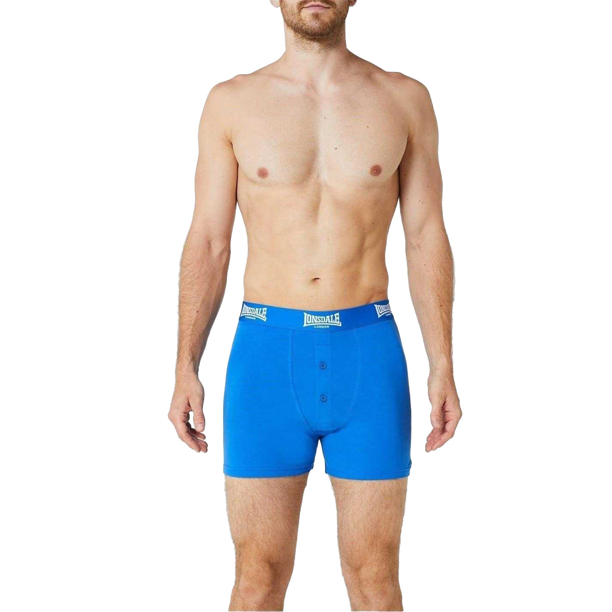 Blue - Side - Lonsdale Mens Boxer Shorts (Pack Of 2)