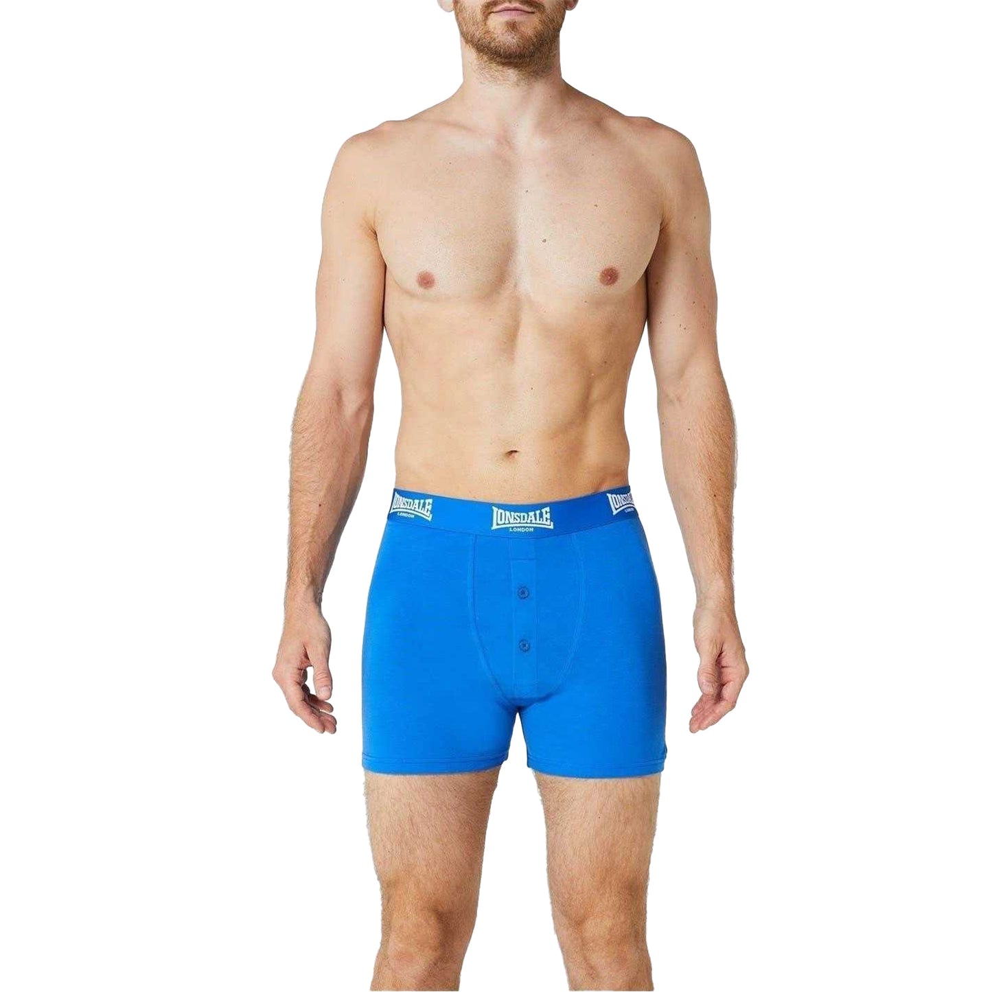 Blue - Side - Lonsdale Mens Boxer Shorts (Pack of 2)