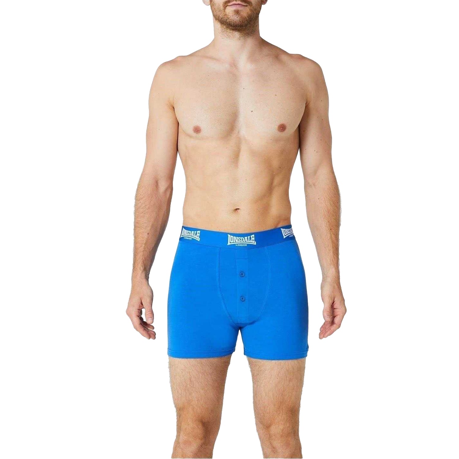Blue - Side - Lonsdale Mens Boxer Shorts (Pack of 2)