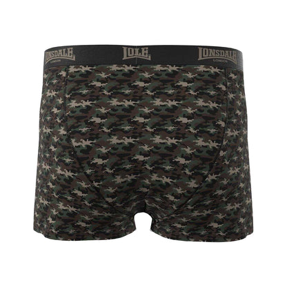 Camo Green-Khaki Green - Back - Lonsdale Mens Boxer Shorts (Pack of 2)