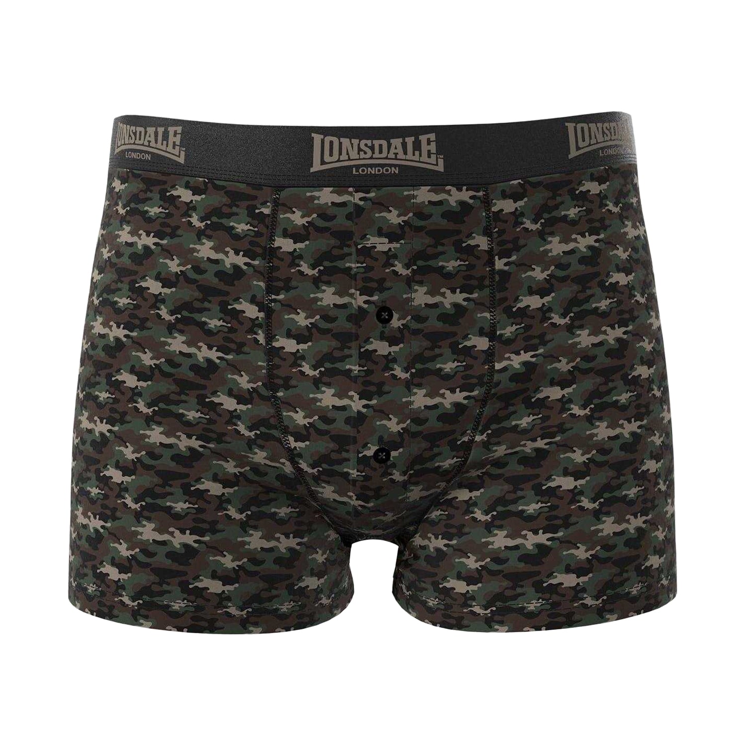Camo Green-Khaki Green - Side - Lonsdale Mens Boxer Shorts (Pack of 2)