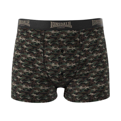 Camo Green-Khaki Green - Side - Lonsdale Mens Boxer Shorts (Pack of 2)