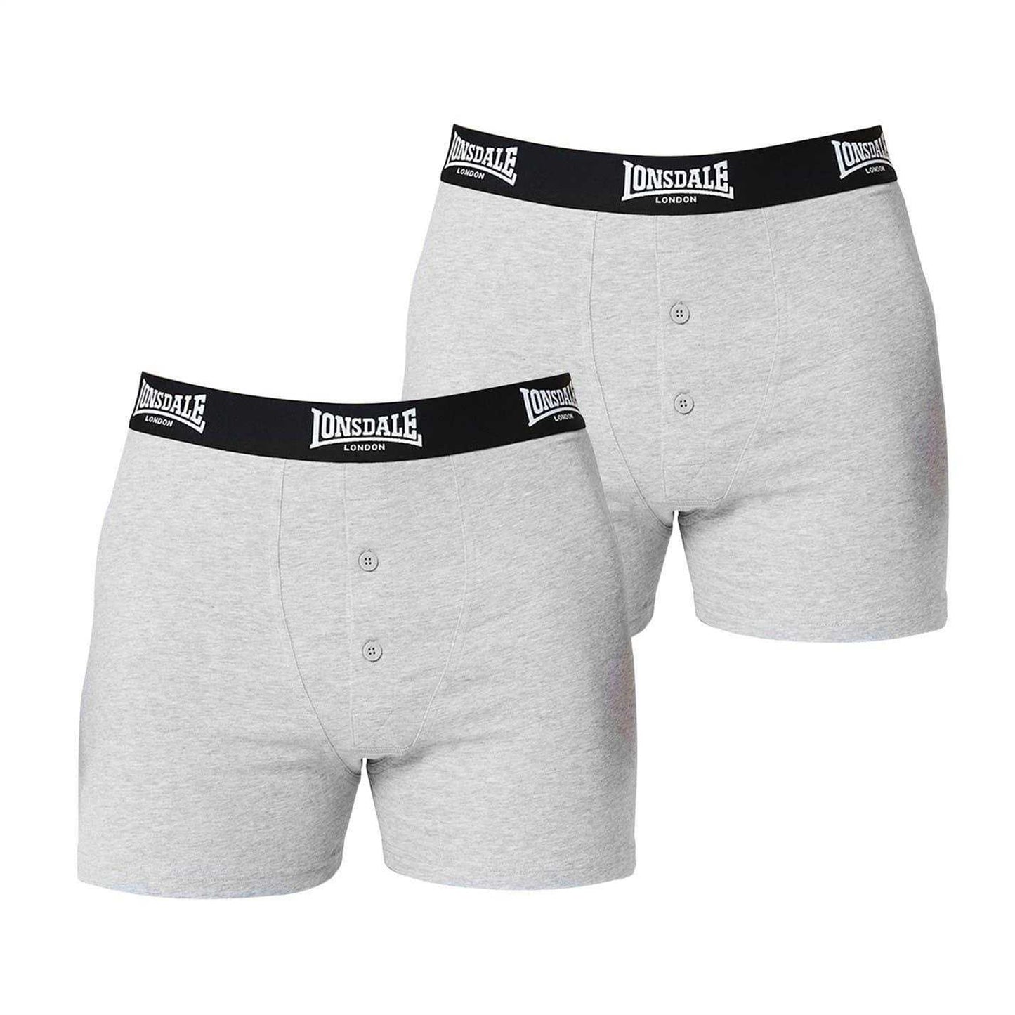 Grey - Front - Lonsdale Mens Boxer Shorts (Pack of 2)