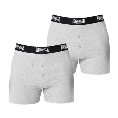 Grey - Front - Lonsdale Mens Boxer Shorts (Pack of 2)