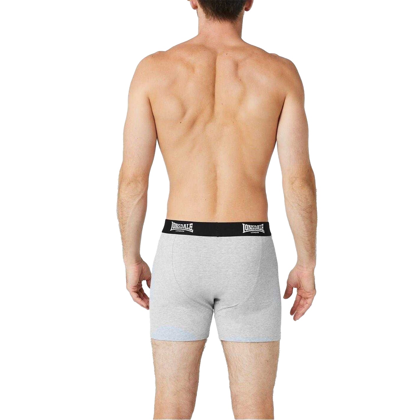 Grey - Back - Lonsdale Mens Boxer Shorts (Pack of 2)