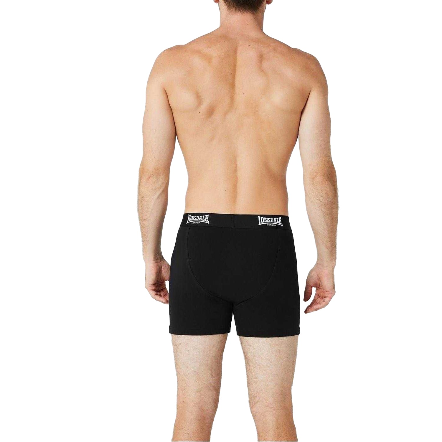 Black - Back - Lonsdale Mens Boxer Shorts (Pack of 2)