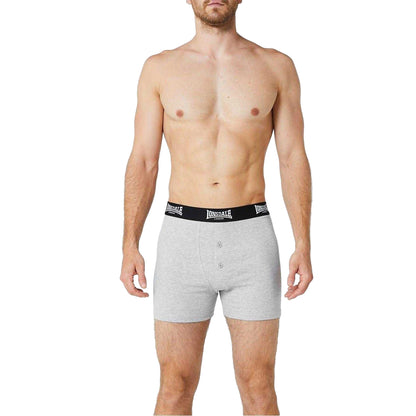 Grey - Side - Lonsdale Mens Boxer Shorts (Pack of 2)