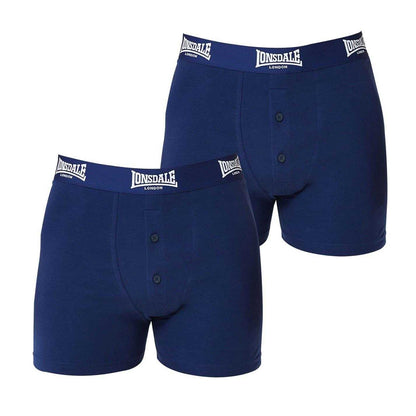 Navy - Front - Lonsdale Mens Boxer Shorts (Pack of 2)