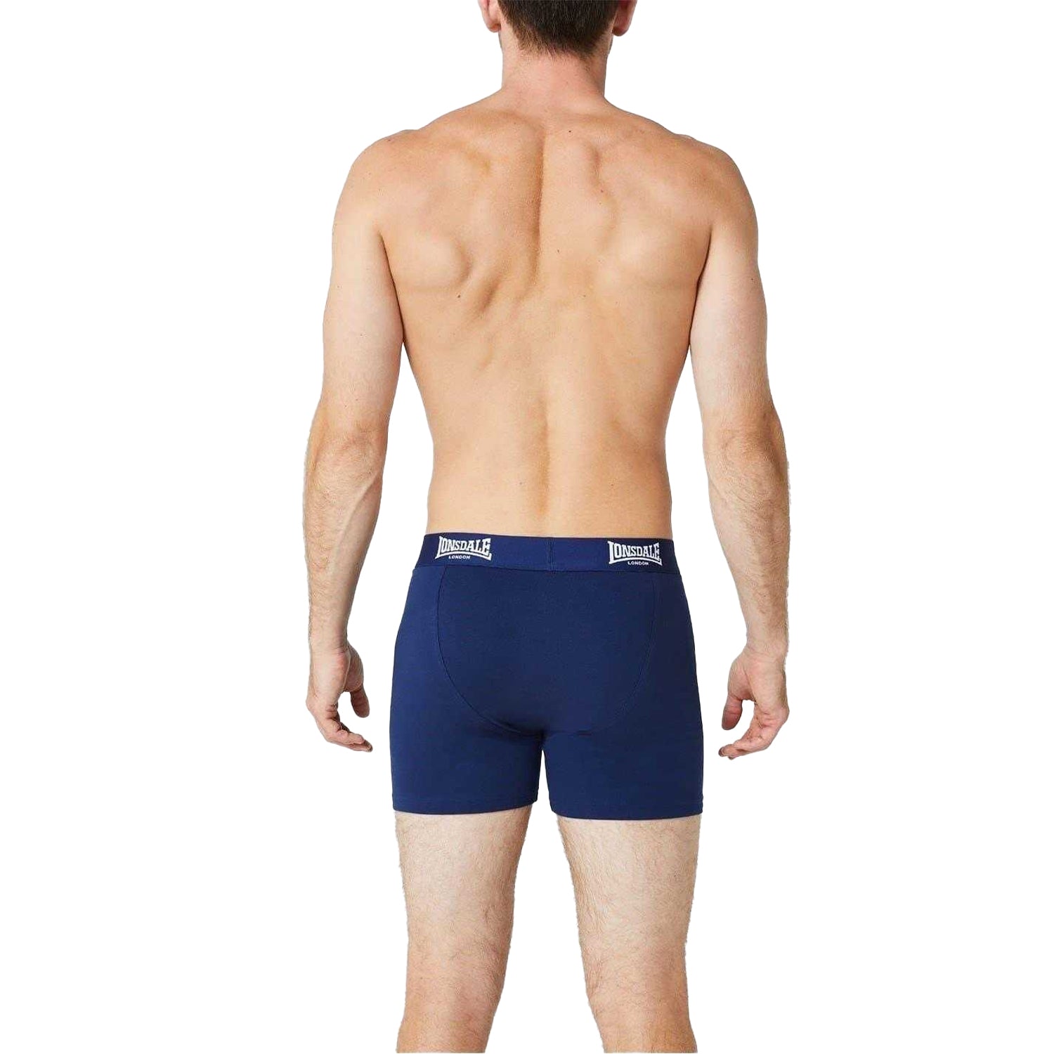 Navy - Back - Lonsdale Mens Boxer Shorts (Pack of 2)