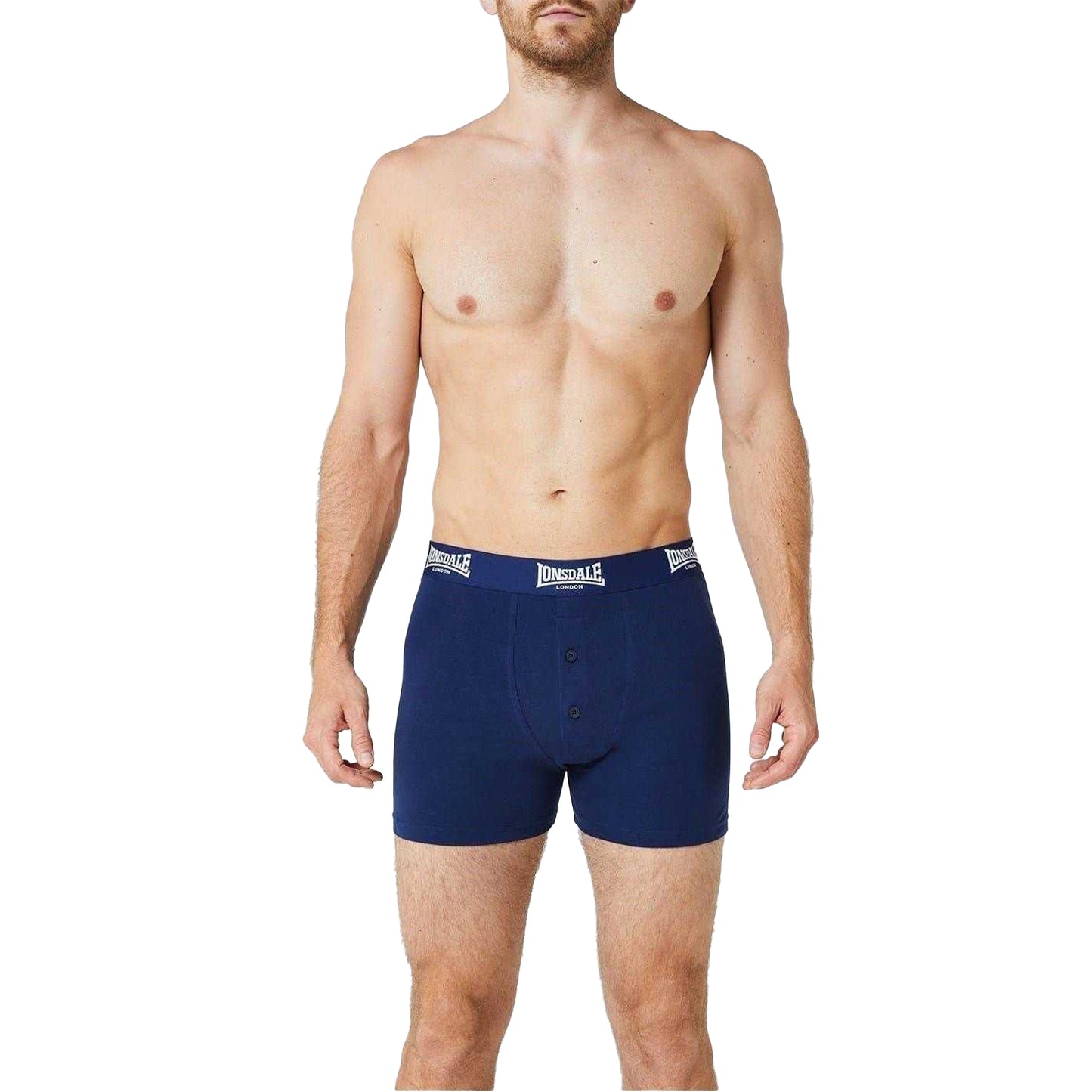 Navy - Side - Lonsdale Mens Boxer Shorts (Pack of 2)