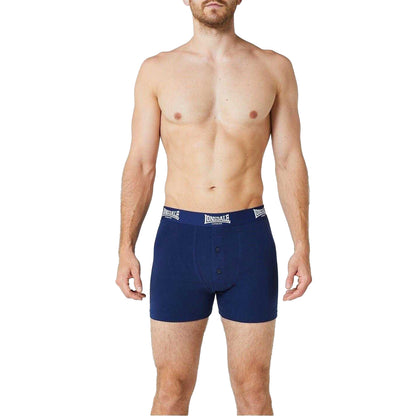 Navy - Side - Lonsdale Mens Boxer Shorts (Pack of 2)