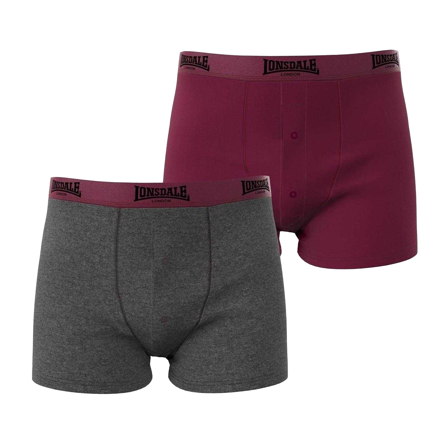 Rust-Charcoal - Front - Lonsdale Mens Boxer Shorts (Pack of 2)
