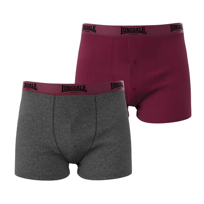 Rust-Charcoal - Front - Lonsdale Mens Boxer Shorts (Pack of 2)