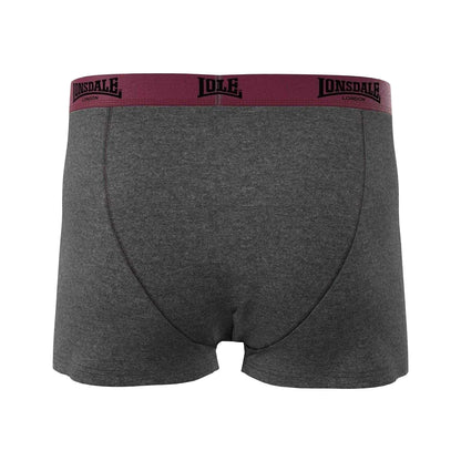 Rust-Charcoal - Back - Lonsdale Mens Boxer Shorts (Pack of 2)