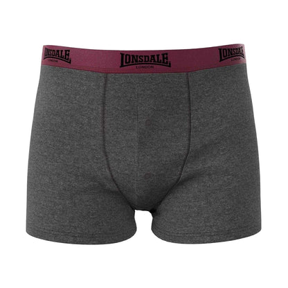 Rust-Charcoal - Side - Lonsdale Mens Boxer Shorts (Pack of 2)