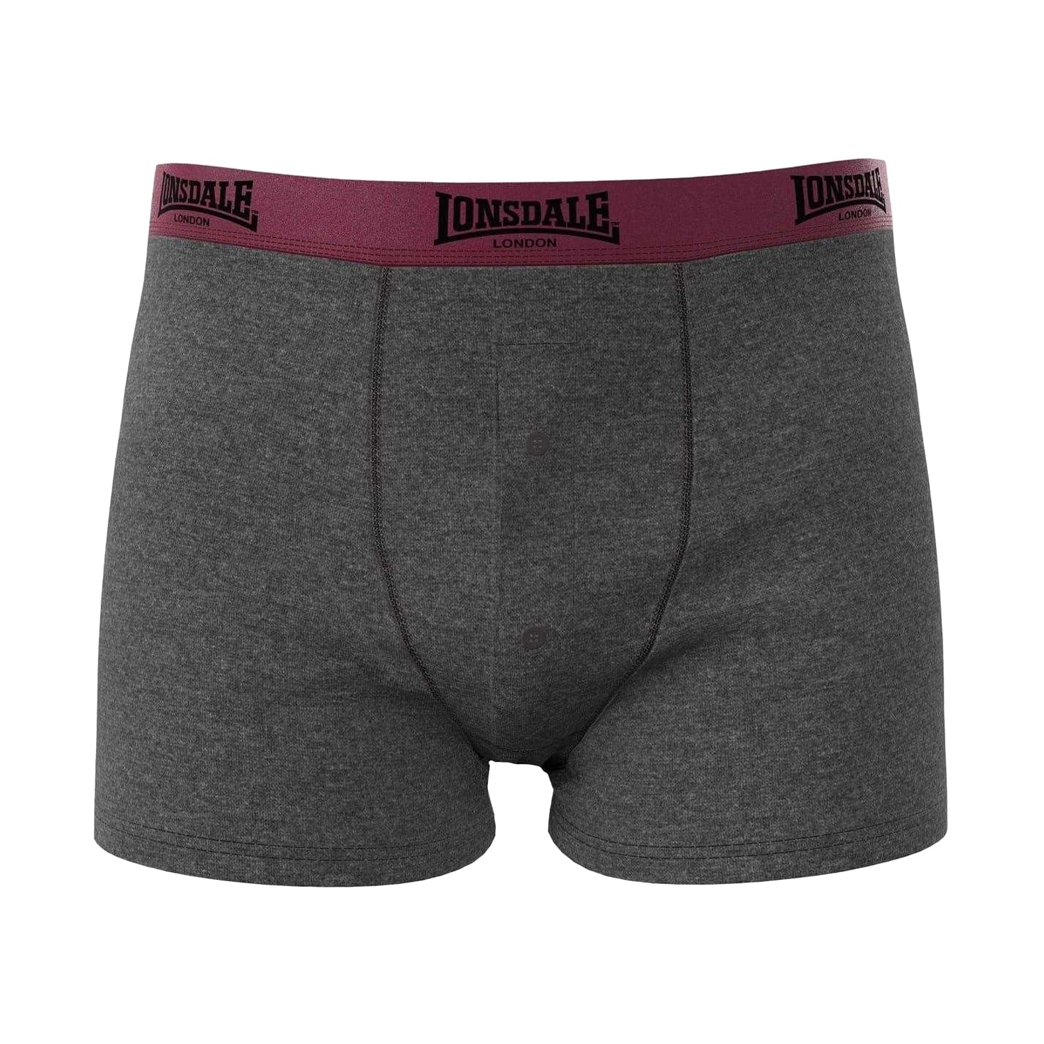 Rust-Charcoal - Side - Lonsdale Mens Boxer Shorts (Pack of 2)