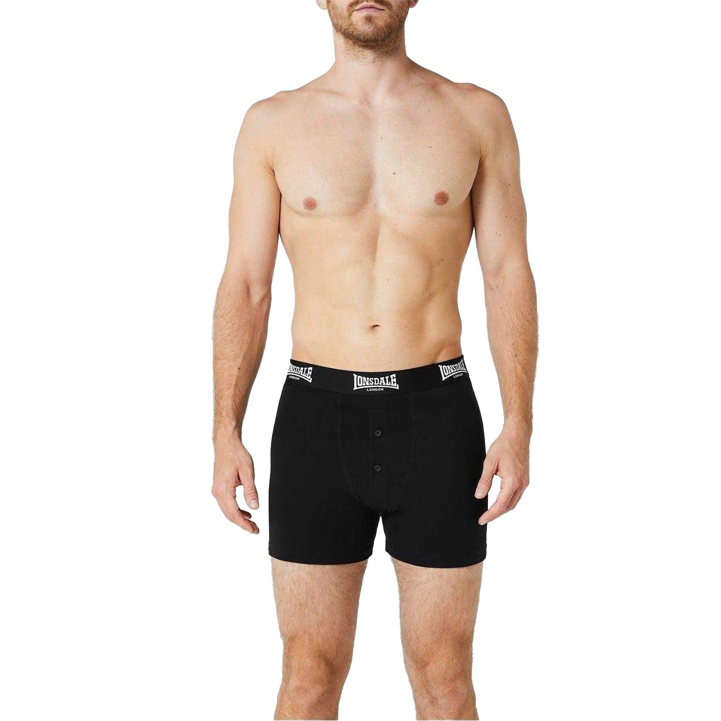 Black - Side - Lonsdale Mens Boxer Shorts (Pack of 2)