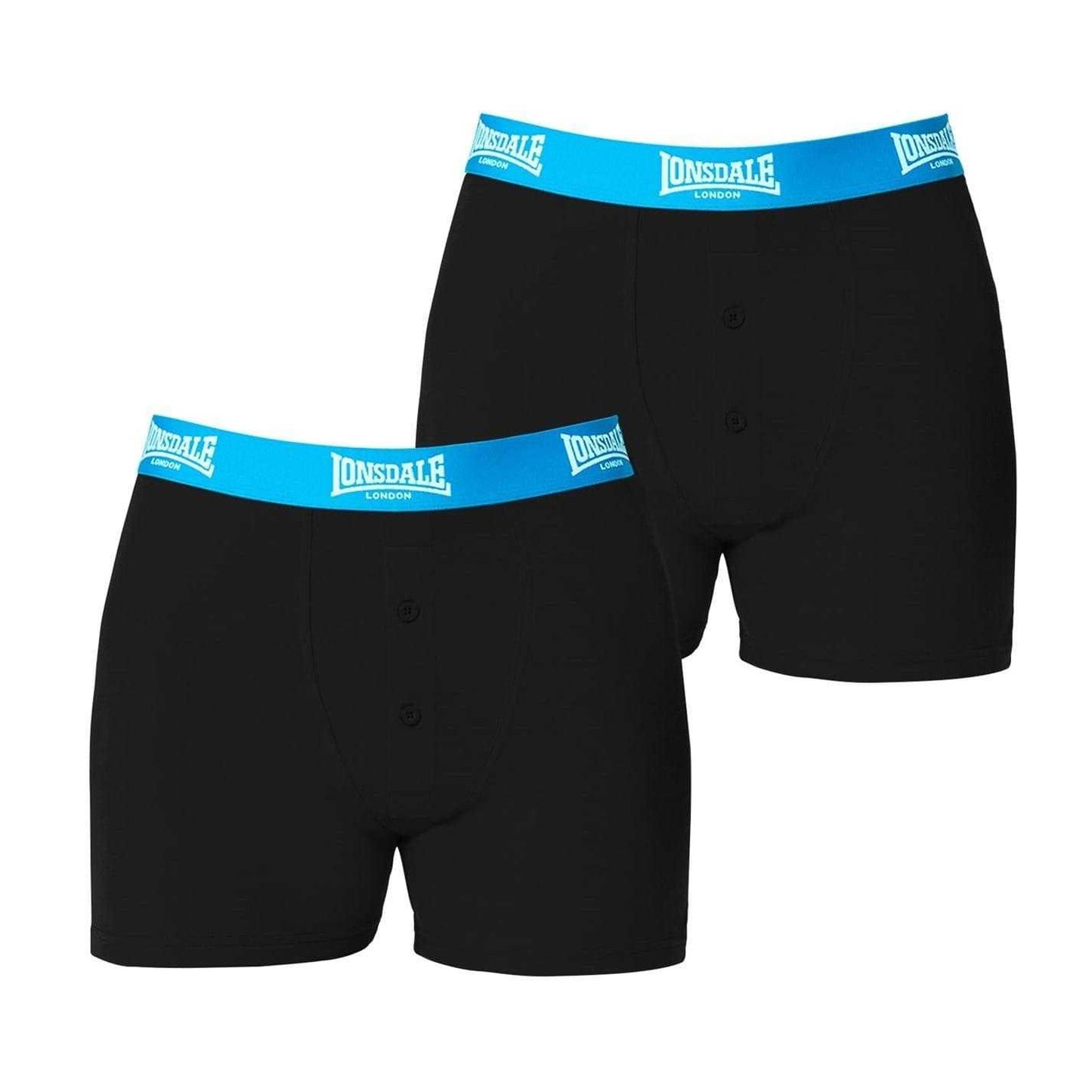 Black-Bright Blue - Front - Lonsdale Mens Boxer Shorts (Pack of 2)