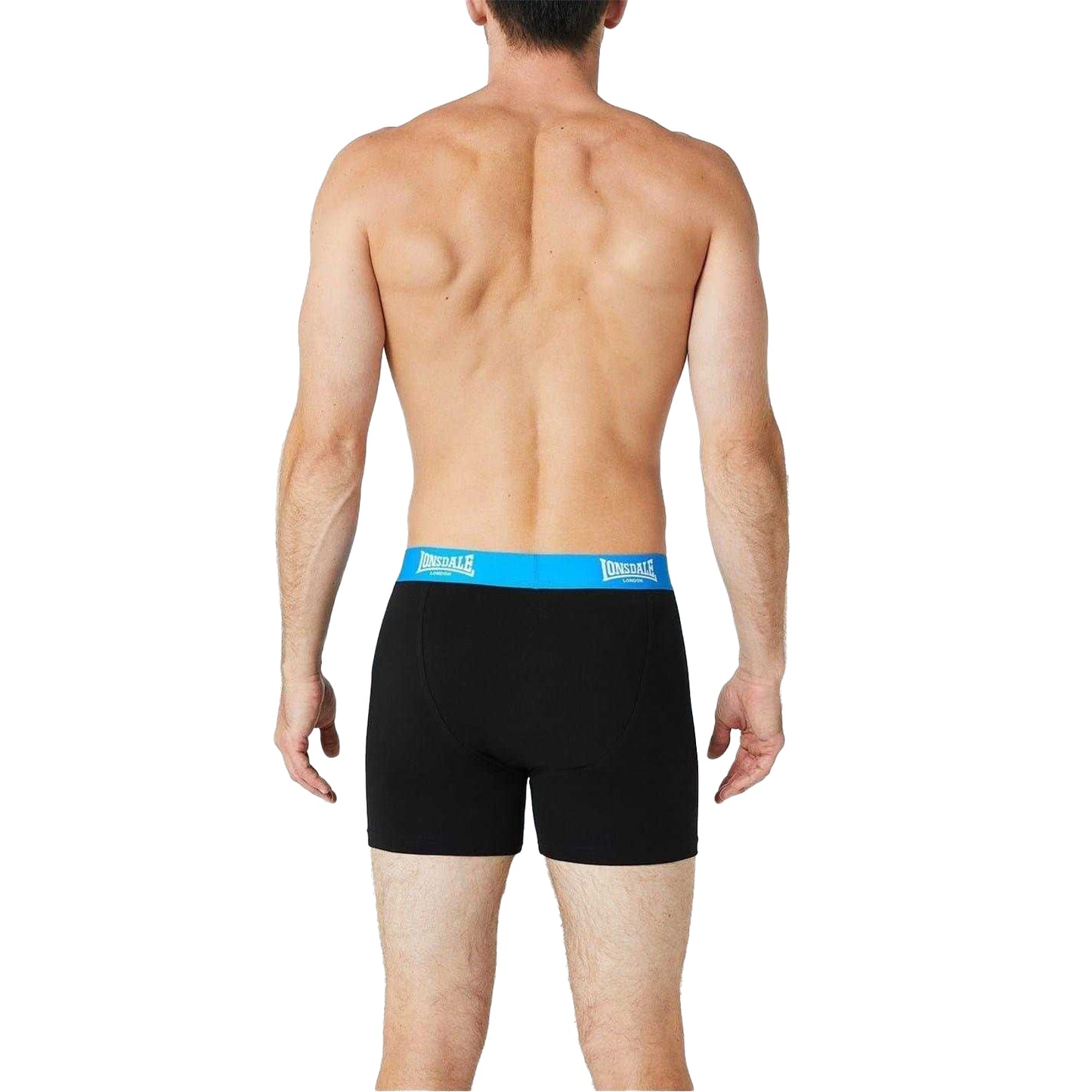Black-Bright Blue - Back - Lonsdale Mens Boxer Shorts (Pack of 2)