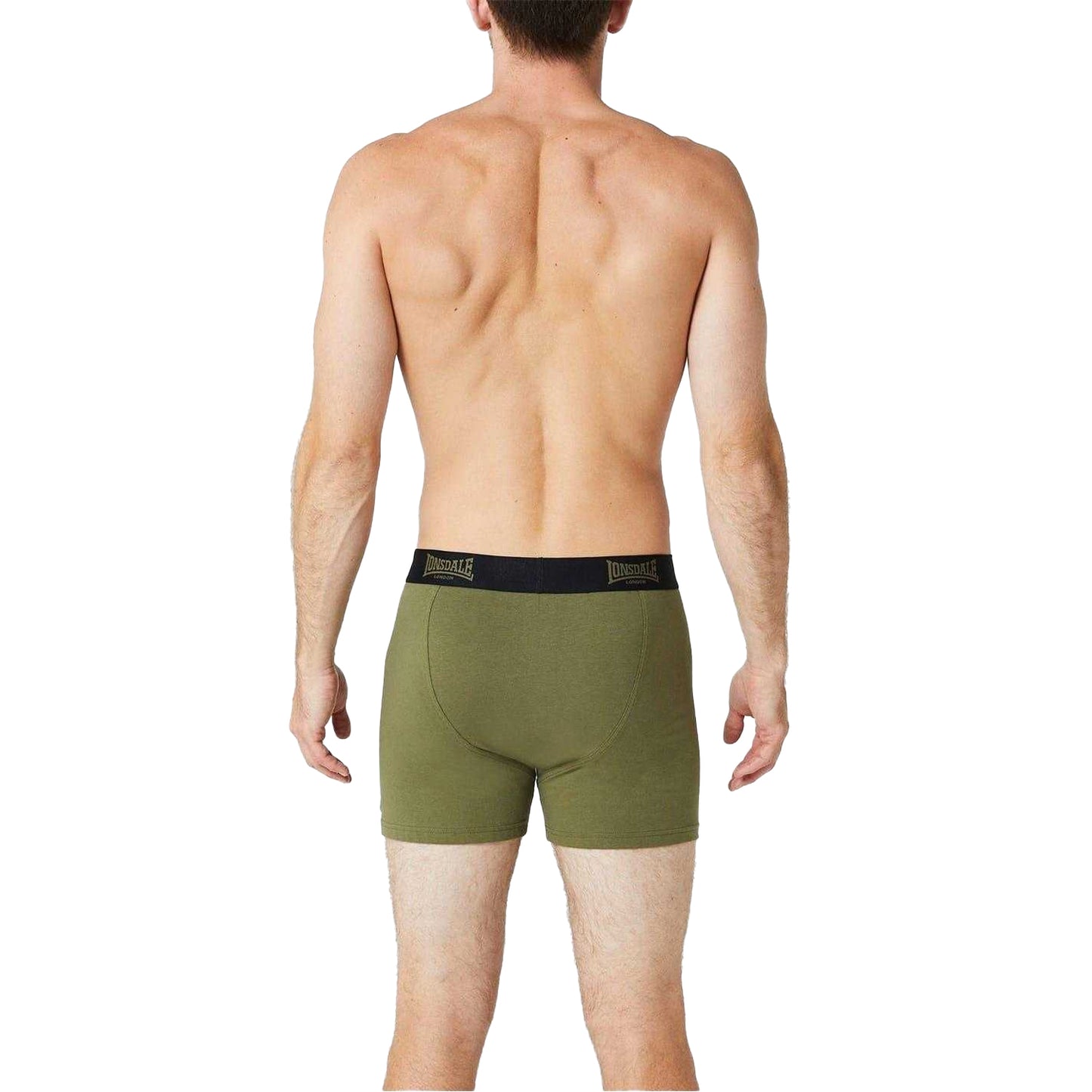 Black-Khaki - Back - Lonsdale Mens Boxer Shorts (Pack of 2)