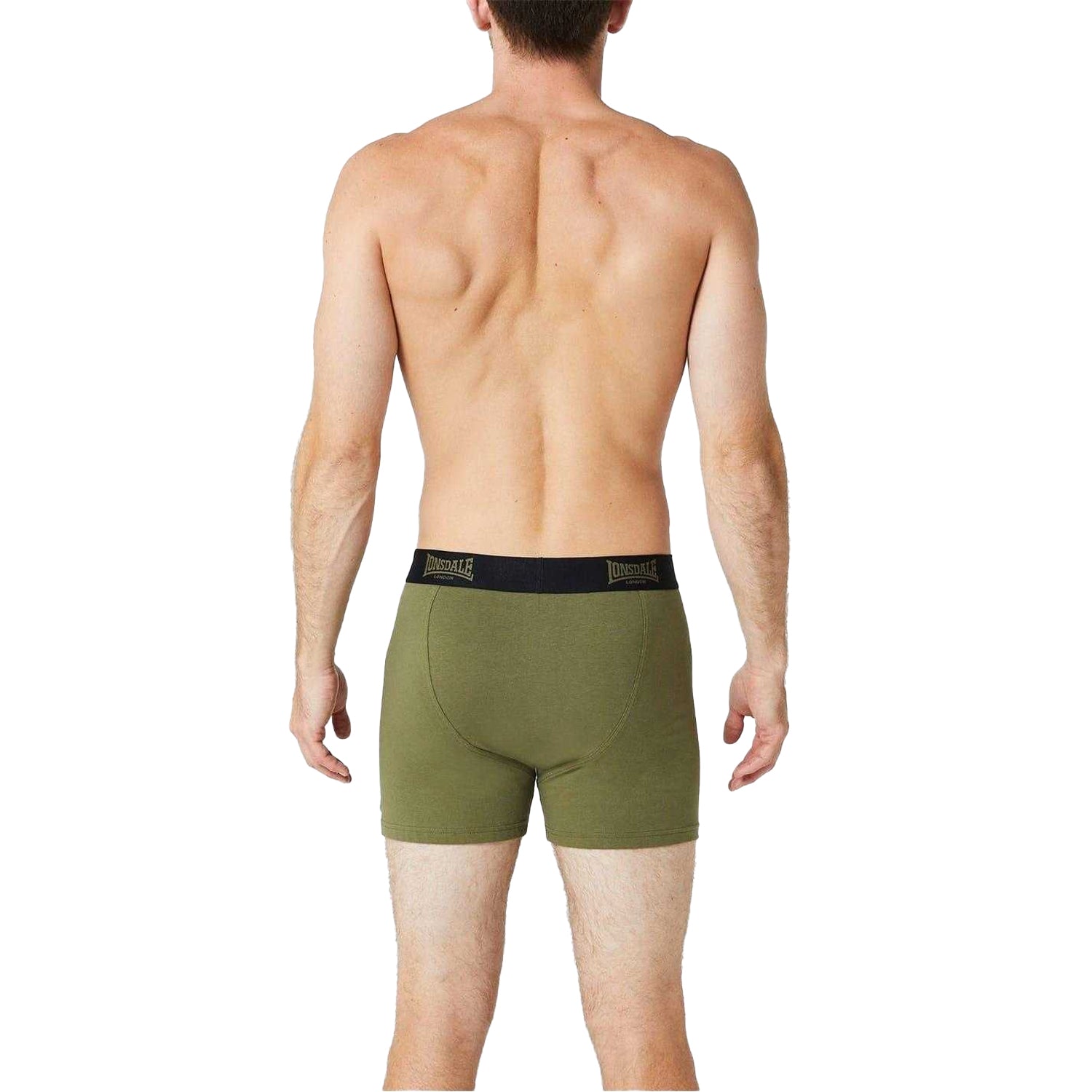 Black-Khaki - Back - Lonsdale Mens Boxer Shorts (Pack of 2)