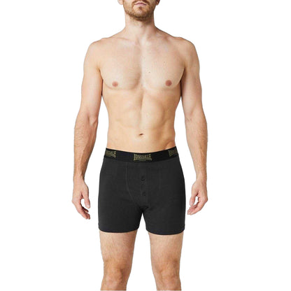 Black-Khaki - Lifestyle - Lonsdale Mens Boxer Shorts (Pack of 2)
