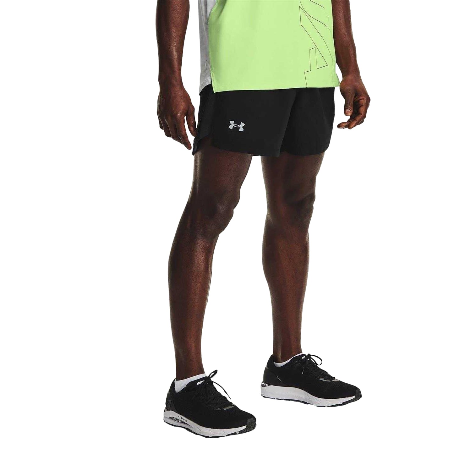 Black - Side - Under Armour Mens Launch Lightweight Running Shorts