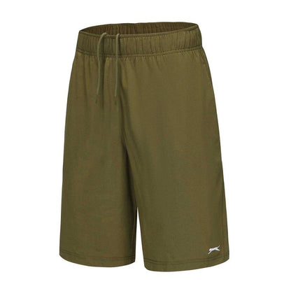 Khaki - Side - Slazenger Mens Cotton Blend Casual Jersey Shorts