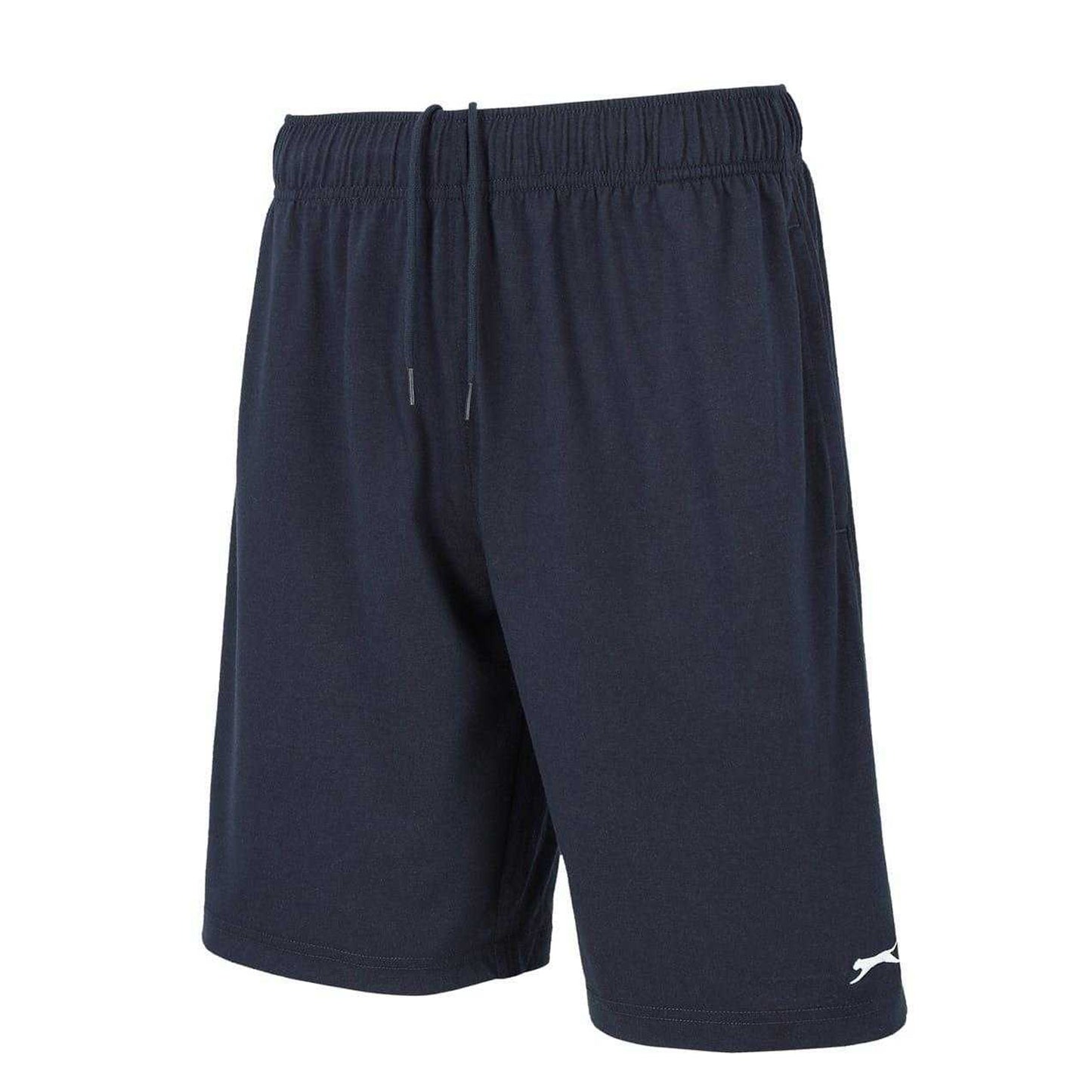 Navy - Side - Slazenger Mens Cotton Blend Casual Jersey Shorts
