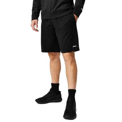 Black - Side - Slazenger Mens Cotton Blend Casual Jersey Shorts