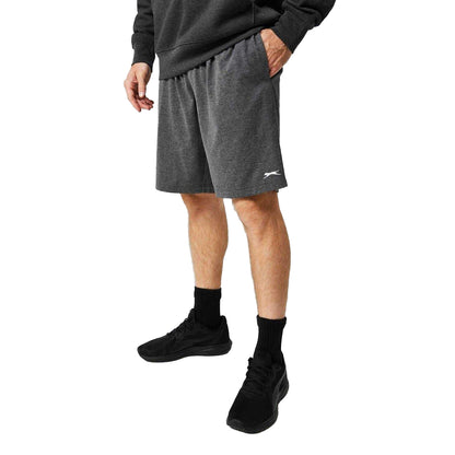 Charcoal - Side - Slazenger Mens Cotton Blend Casual Jersey Shorts